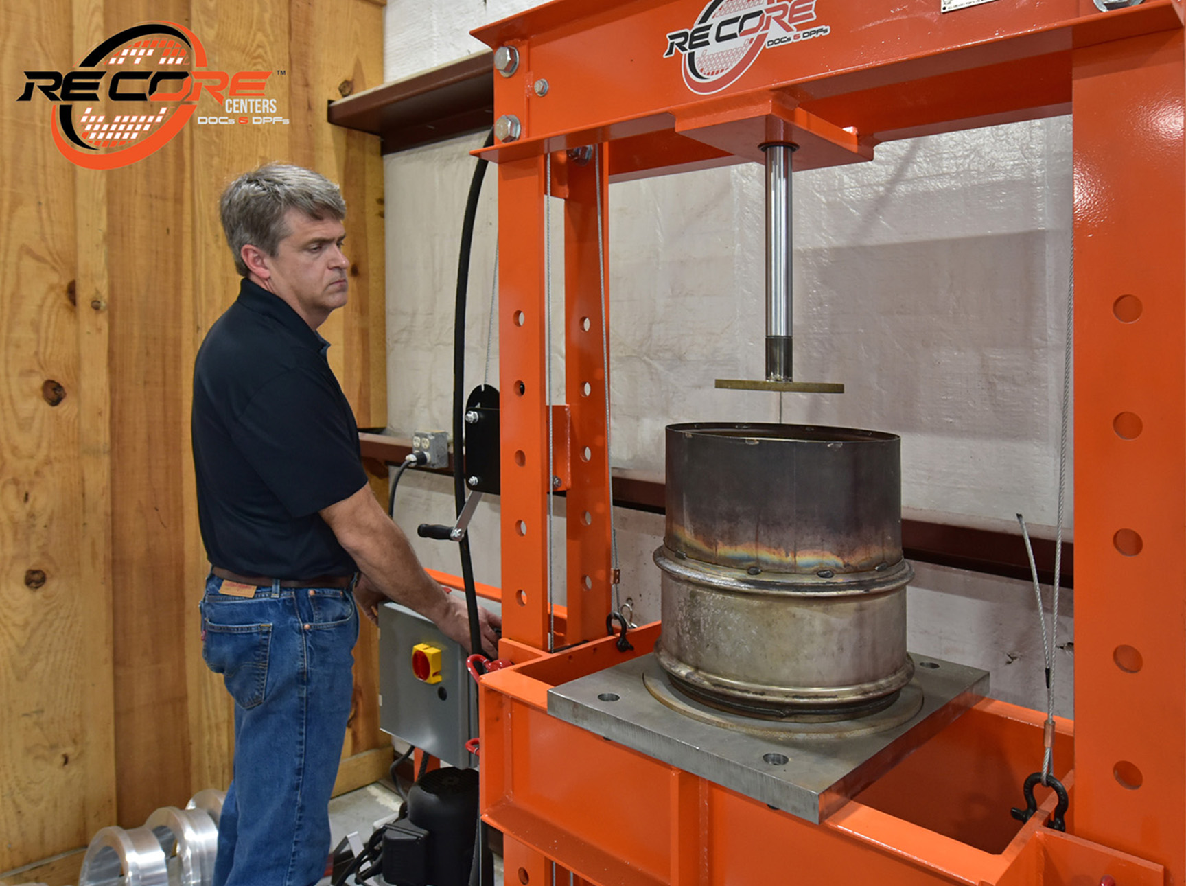 Worker at DPF Recore Press